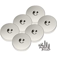 Magnetpro 6 piezas Imanes de disco de neodimio tracción de 10 kg avellanados de 25 x 5 mm- agujero de cabeza avellanada…